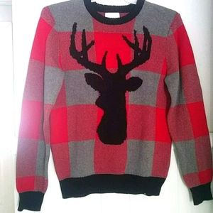 NWT Aspen red gray plaid sweater
